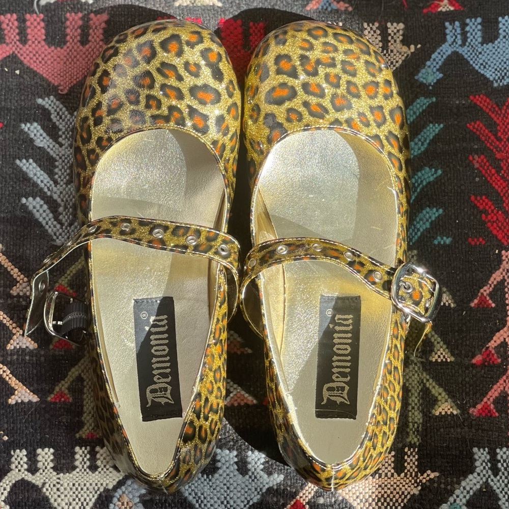 Vintage Demonia Glitter Cheetah Flats